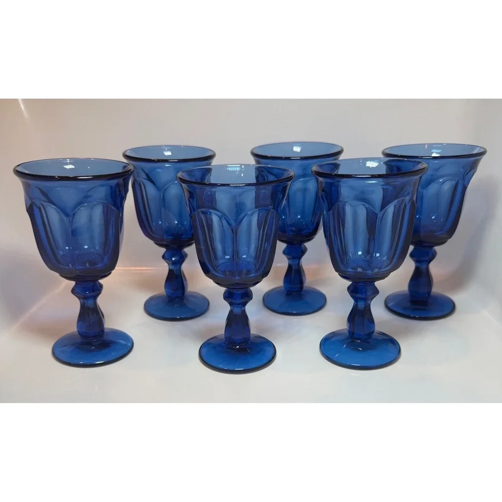 Vintage Imperial Glass Old Williamsburg Cobalt Goblets‎ 5.3